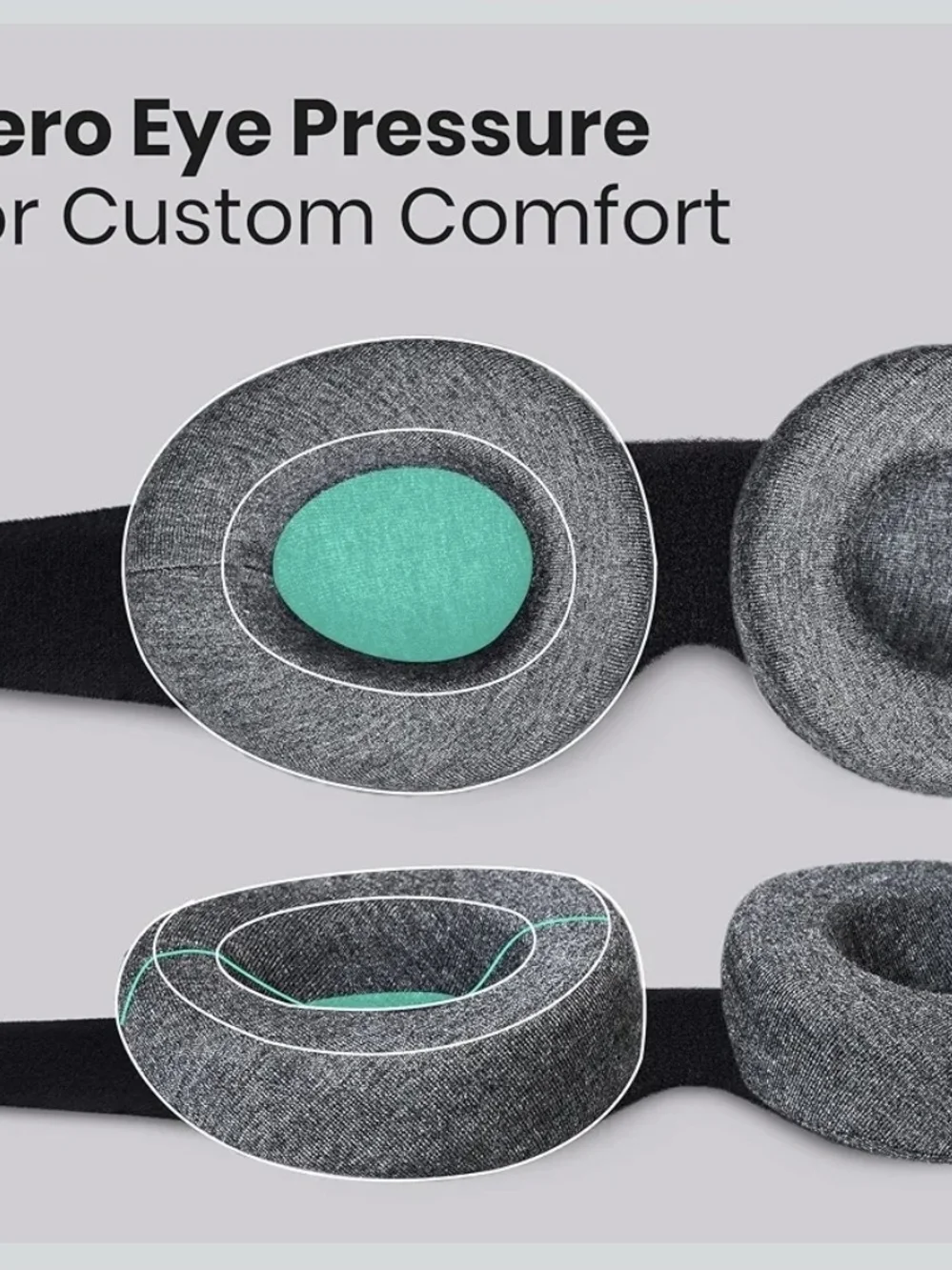 Gray Contoured Sleep Mask with Foam Ear Cushions - Women Accessories Face Mask